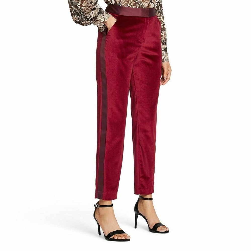 Altuzarra for Target Red Velvet Straight Leg Ankle Pants